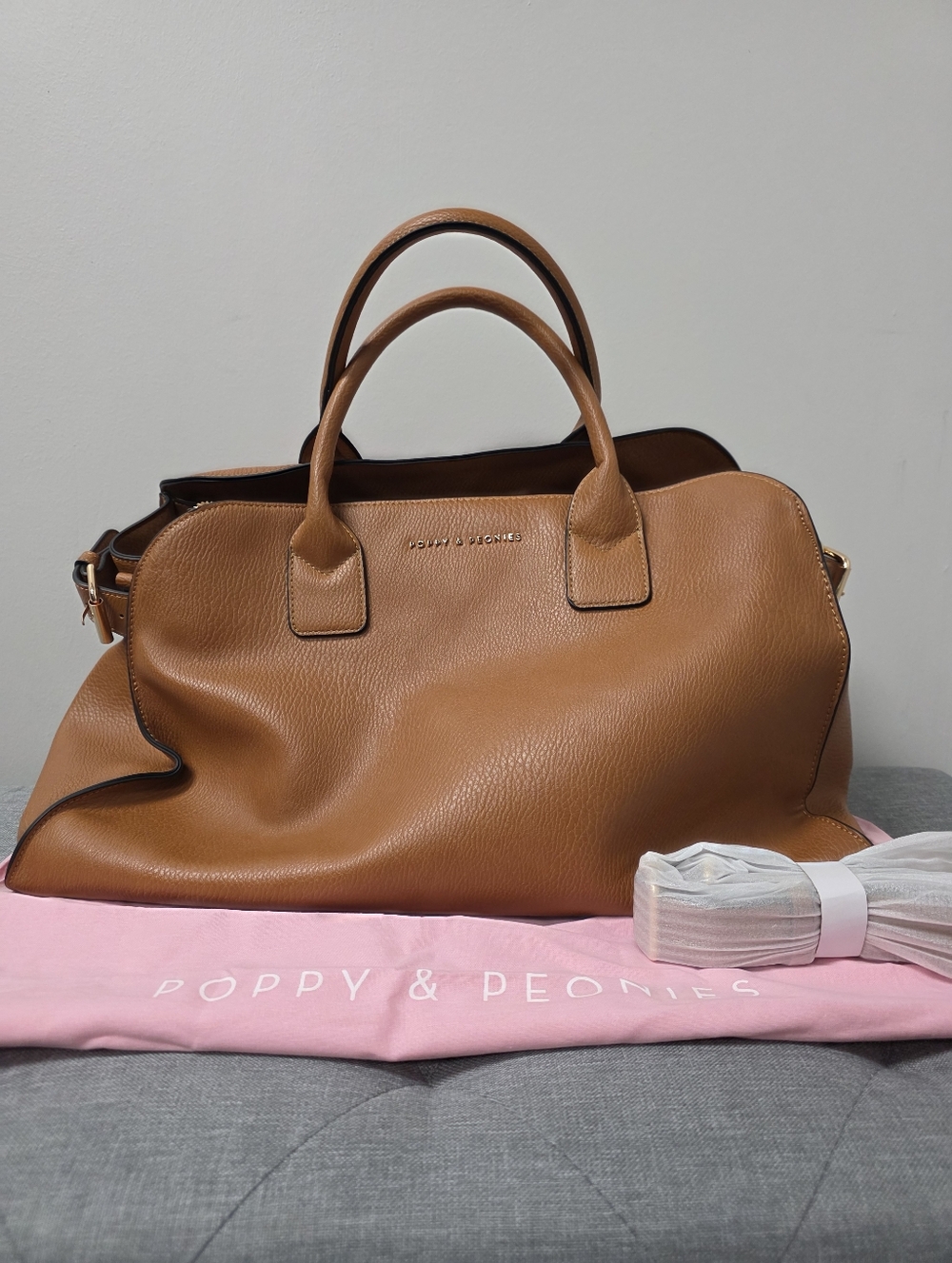 Poppies & Peonies Uptown Tote Cognac New